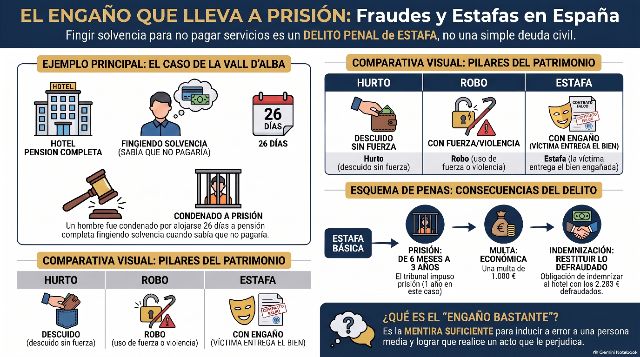 Infografía sobre el delito de estafa por impago de hotel